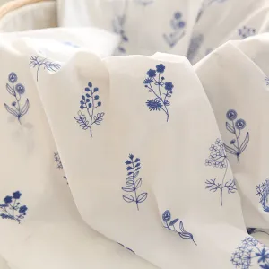 150cm Width x 95cm Length Premium Botanical Branches Embroidery Cotton Fabric