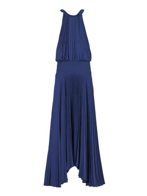 A.L.C. Renzo II Satin Pleated Dress in Riviera