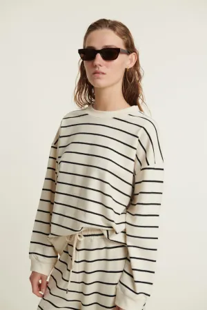Anneli Oversized LS Sweat - Birch/Black