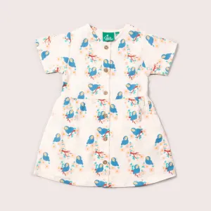 Bluebirds Button Through Short Sleeve Dress
