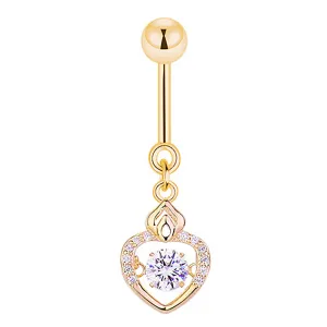 Dangle Heart Dancing Diamond Belly Button