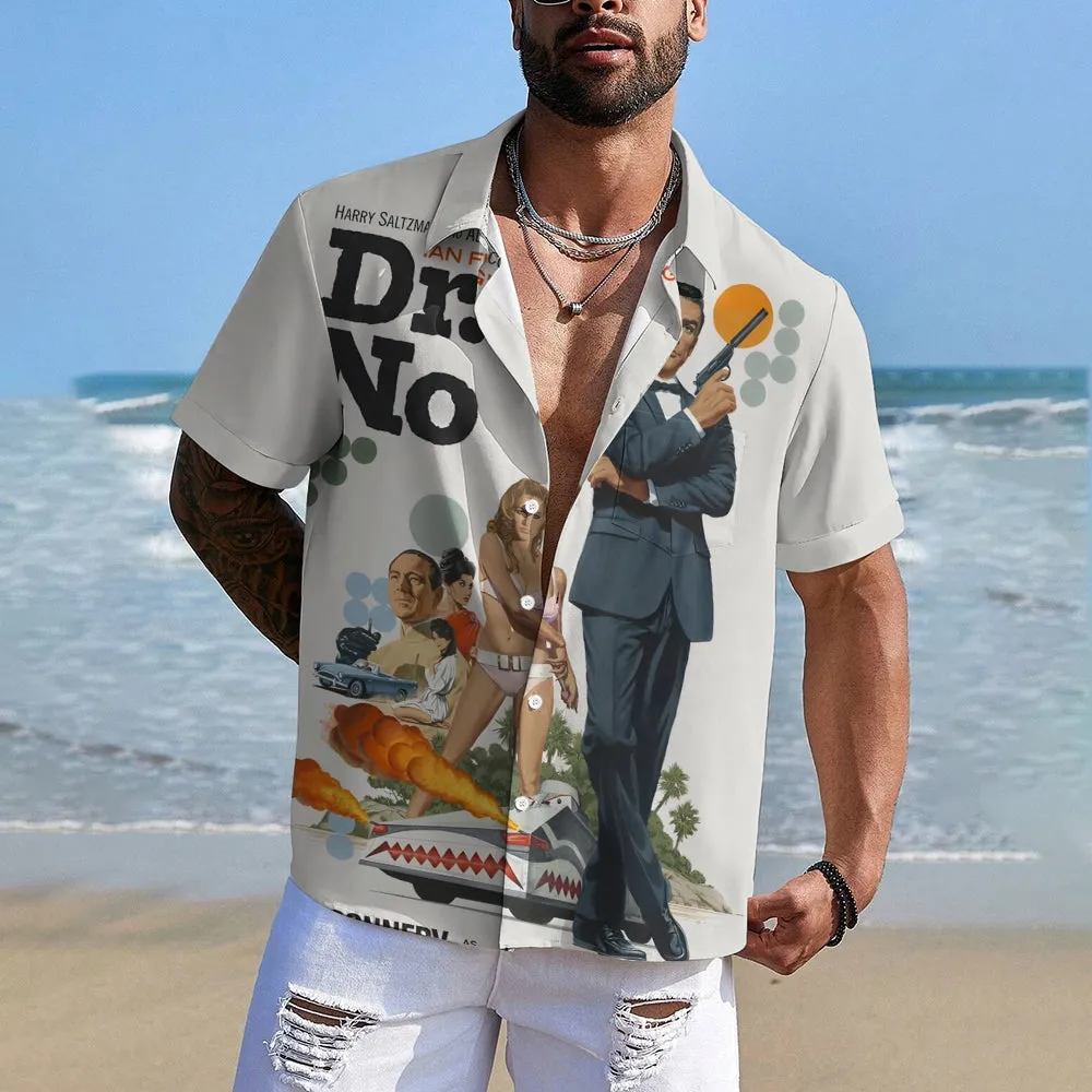 Hawaiian Movie Character Oversized Short Sleeve Shirt 2406001590