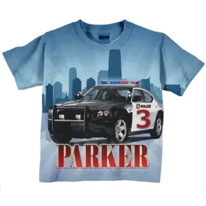 HPSP Shirt, Personalized 3D Shirt For Kids, Police Car Shirt, Personalized Boys Policeman Birthday T-Shirt, Number Shirt