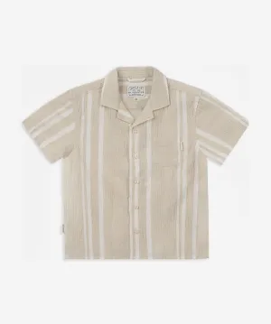 Indie Striped Magna Ss Shirt - Sand/Ecru