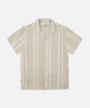 Indie Striped Magna Ss Shirt - Sand/Ecru