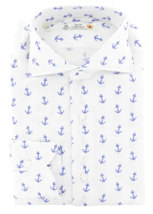 Luigi Borrelli Blue Anchor Print Shirt - Slim