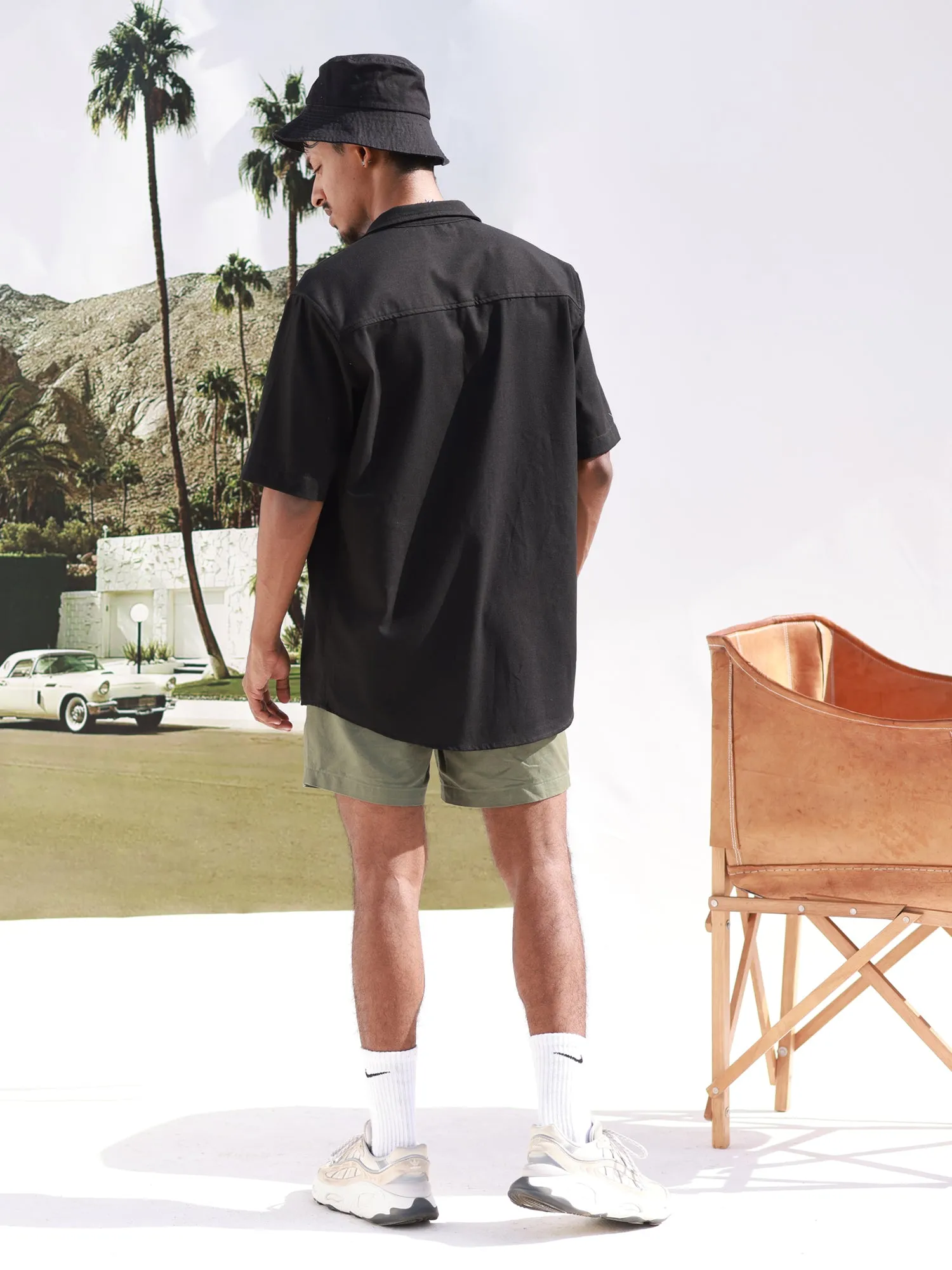 Oversized S/S camp collar shirt