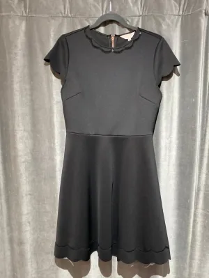 Ted Baker Black Fit and Flair Scalloped Edge Dress