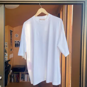 White Marni T-Shirt w/ Embroidered "Marni" Text at Collar (New w/ Tags, Size 52)