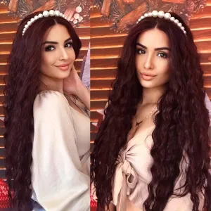Wine Red Wavy Color # 99j 30" /- | Lace Front Wig with Baby Hair | Trendy Wig | Synthetic Top Quality Heat Resistant Fiber | Human Hair Feel